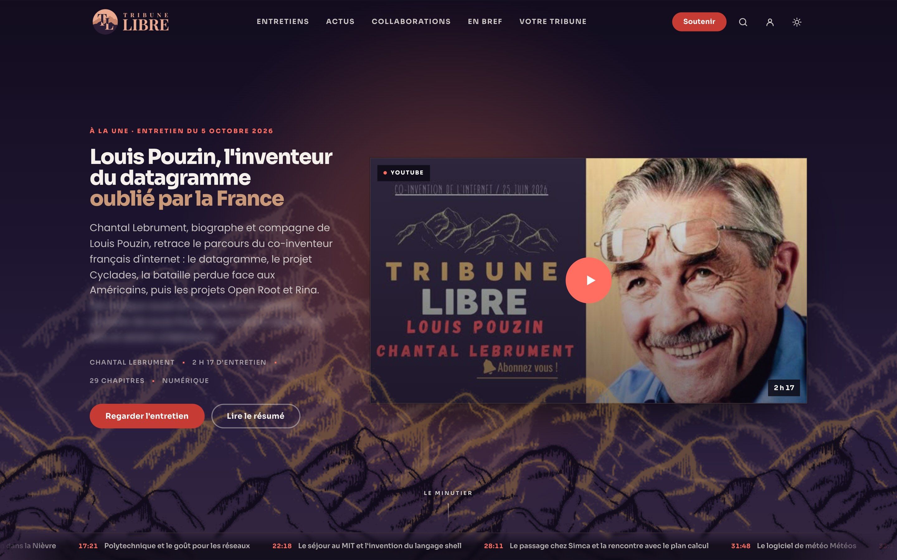 Accueil de Tribune Libre en thème sombre